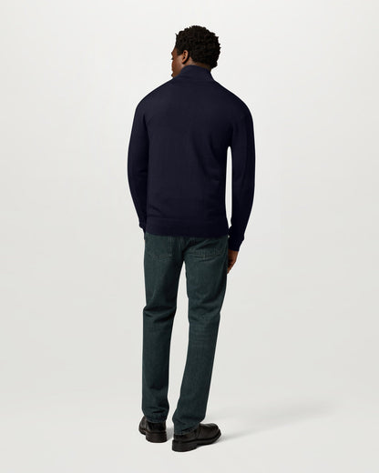 Belstaff Mens Colden Merino Quarter Zip Jumper - Dark Ink