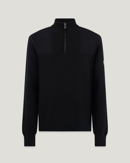 Belstaff Commander Mens Quarter Zip Jumper - Black