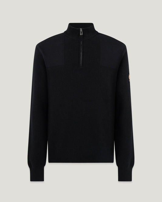 Belstaff Commander Mens Quarter Zip Jumper - Black