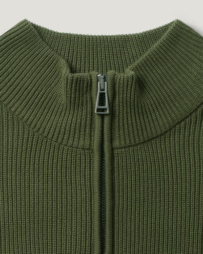 Belstaff Commander Mens Quarter Zip Jumper - True Olive