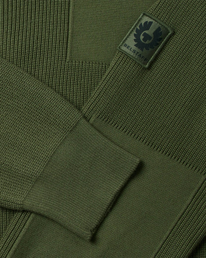 Belstaff Commander Mens Quarter Zip Jumper - True Olive