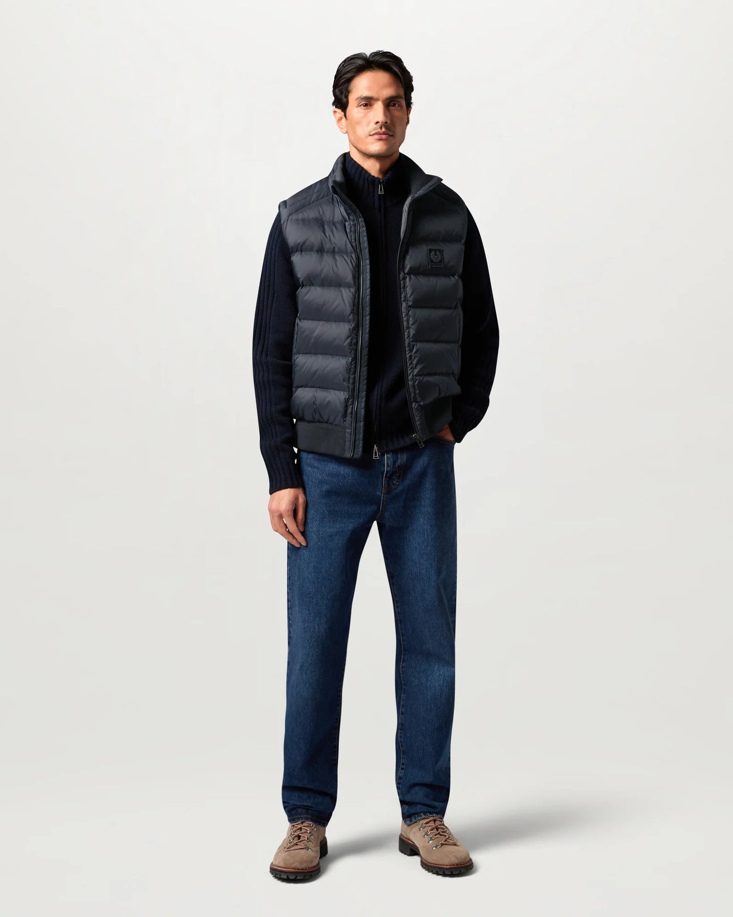 Belstaff Mens Compound Gilet in Dark Ink, full length front