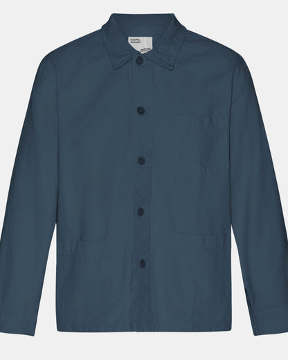 Colorful Standard Mens Organic Workwear Jacket - Petrol Blue - CHO - Designer Mens Overshirts