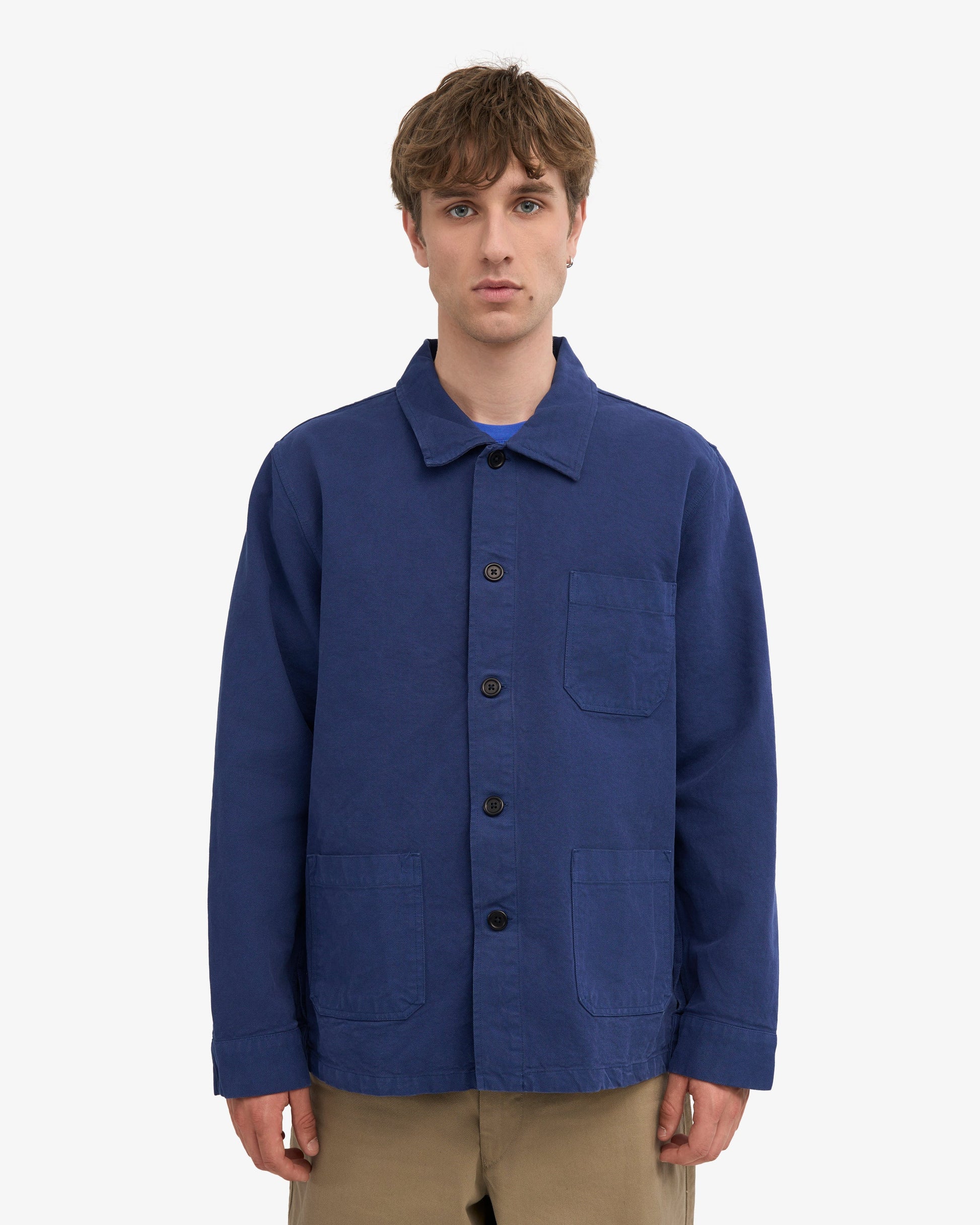Colorful Standard Mens Organic Workwear Jacket - Marine Blue | CHO | Designer Mens Overshirts - Marine Blue - M - 5602991156152