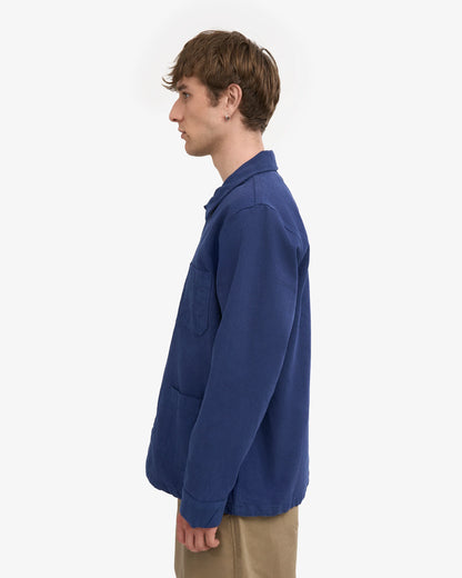 Colorful Standard Mens Organic Workwear Jacket - Marine Blue | CHO | Designer Mens Overshirts