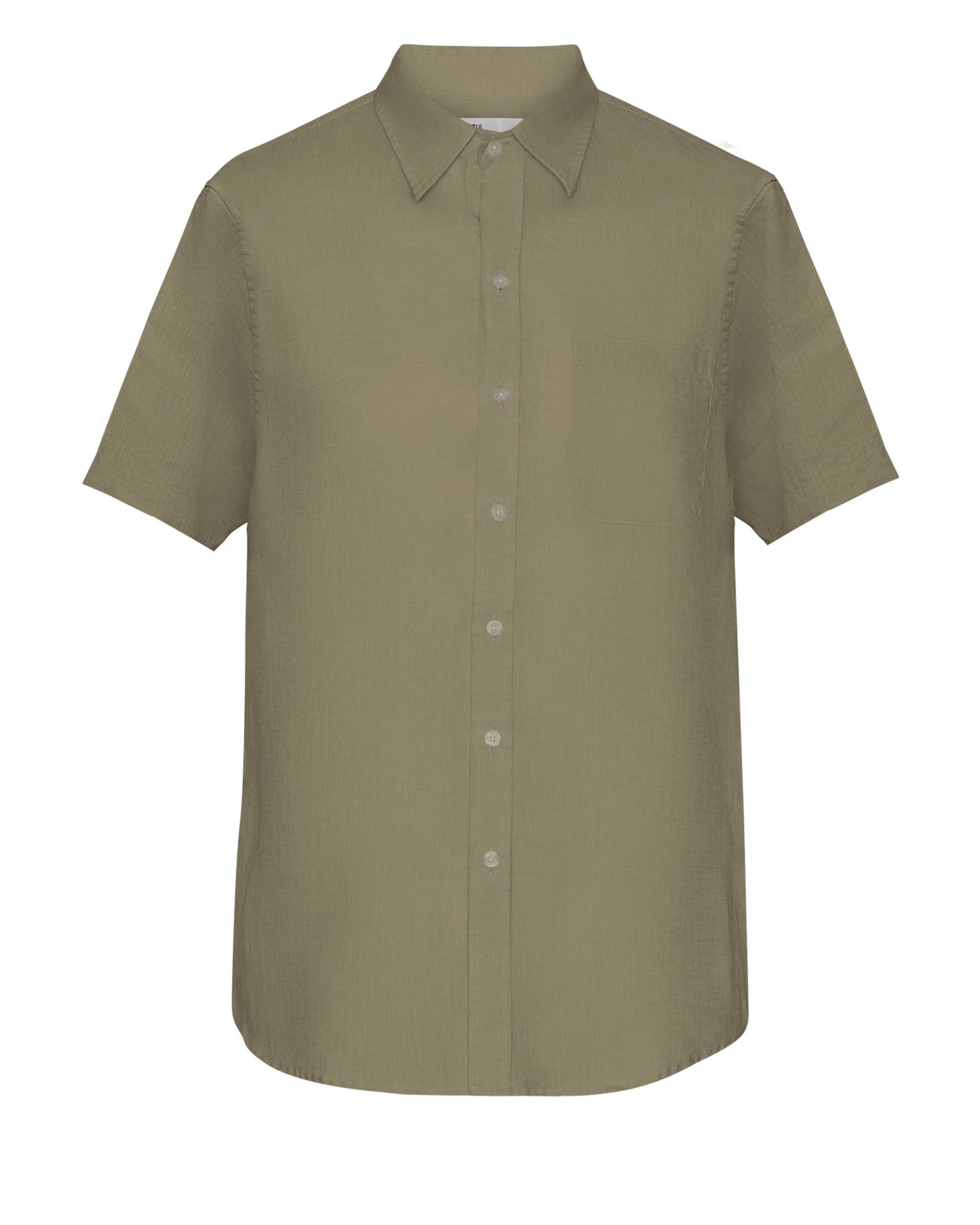 Colorful Standard Mens Short Sleeve Linen Shirt - Dusty Olive