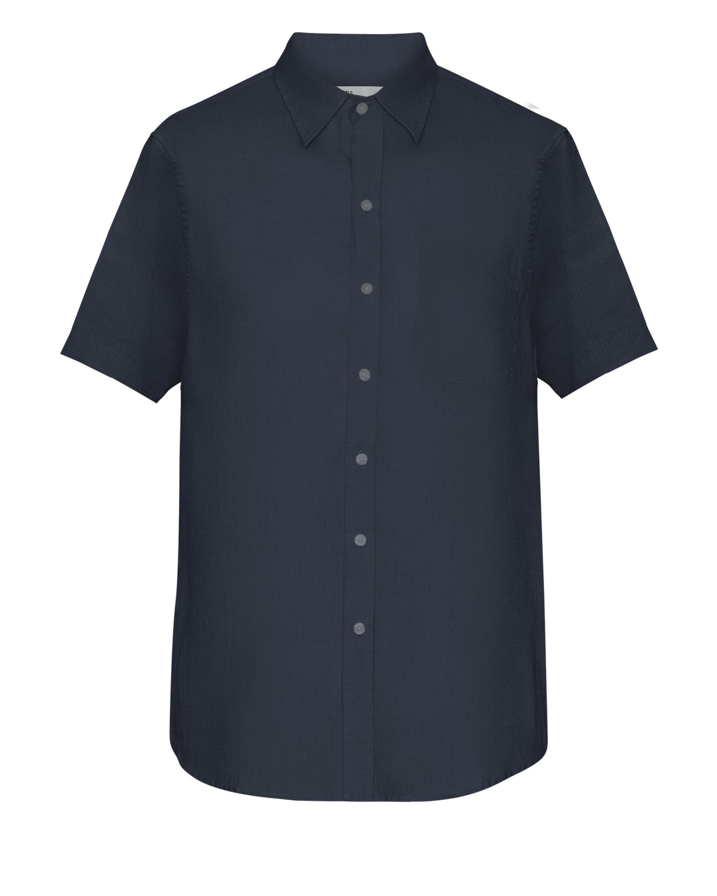 Colorful Standard Mens Short Sleeve Linen Shirt - Navy Blue
