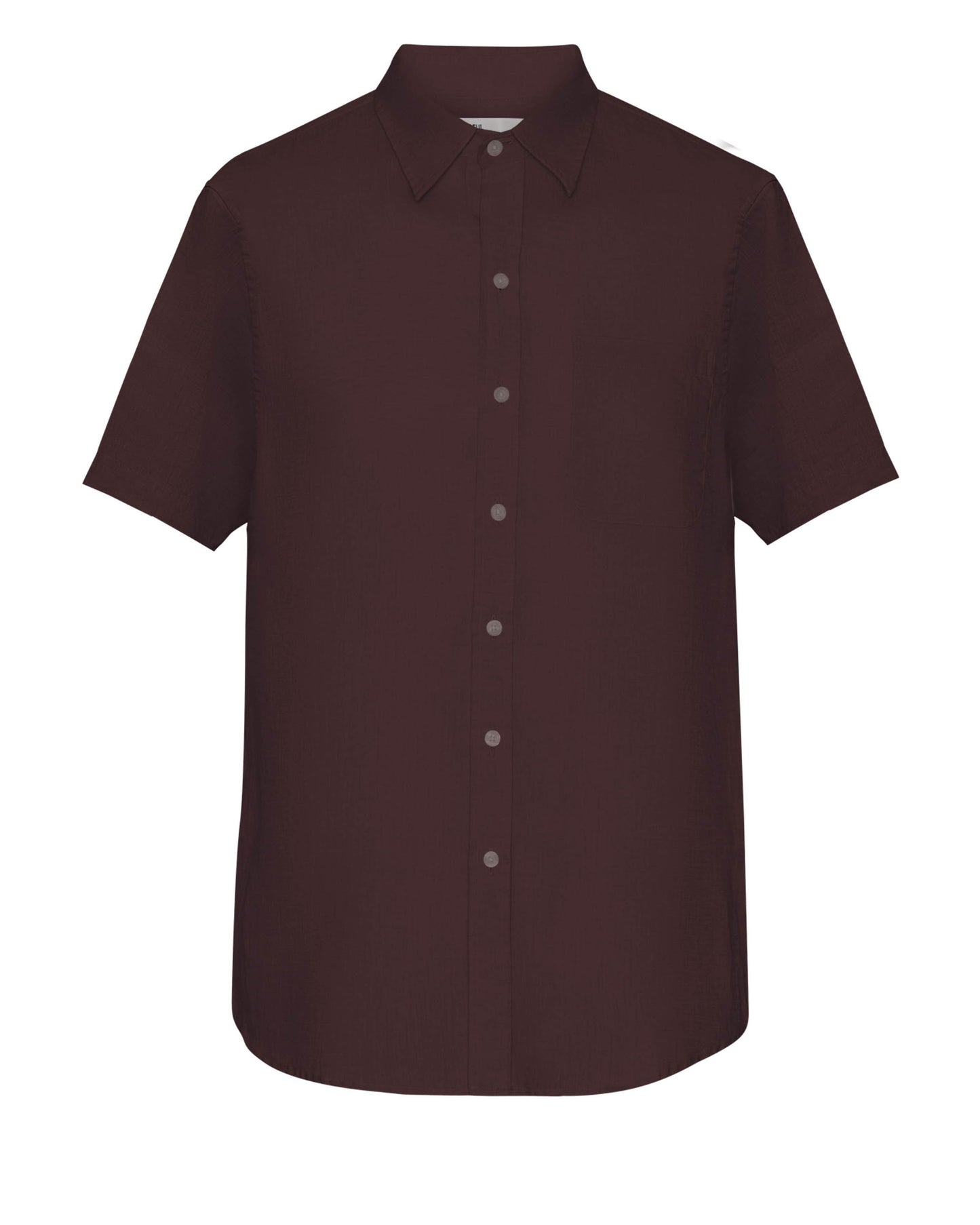 Colorful Standard Mens Short Sleeve Linen Shirt - Oxblood Red