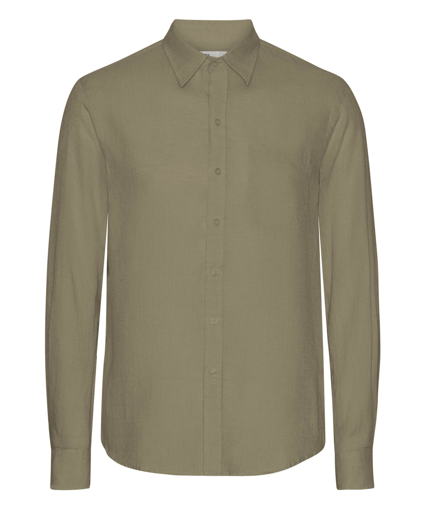 Colorful Standard Mens Long Sleeve Linen Shirt - Dusty Olive