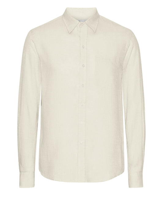Colorful Standard Mens Long Sleeve Linen Shirt - Ivory White