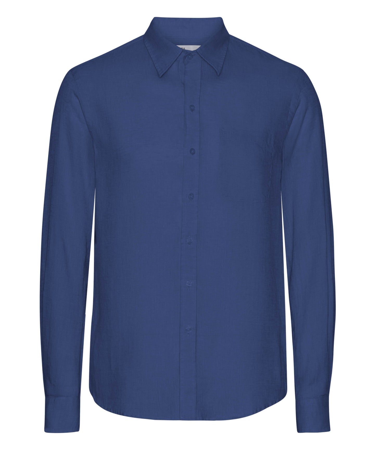 Colorful Standard Mens Long Sleeve Linen Shirt - Marine Blue