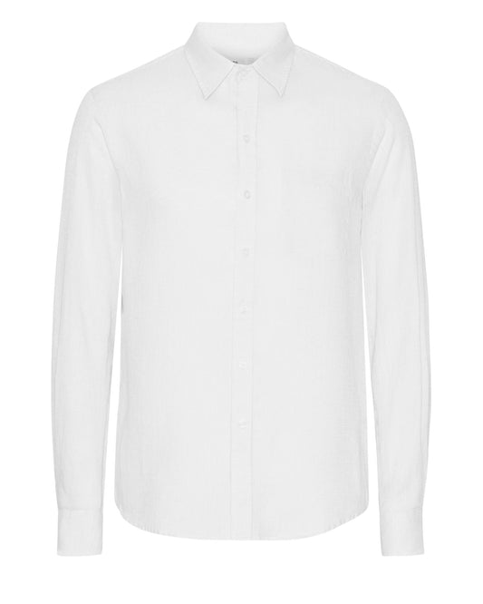 Colorful Standard Mens Long Sleeve Linen Shirt - Optical White