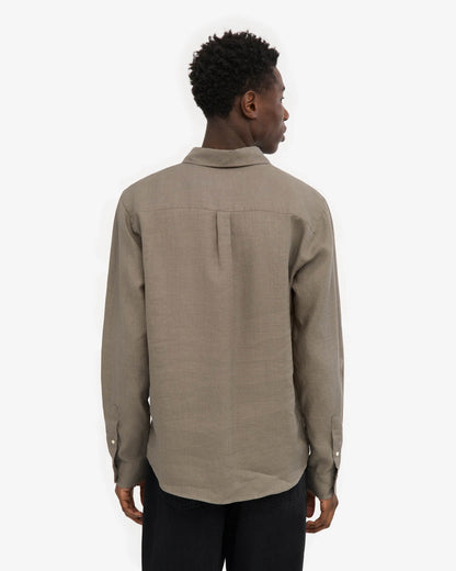 Colorful Standard Mens Long Sleeve Linen Shirt - Dusty Olive | CHO | Designer Mens Long Sleeve Shirts