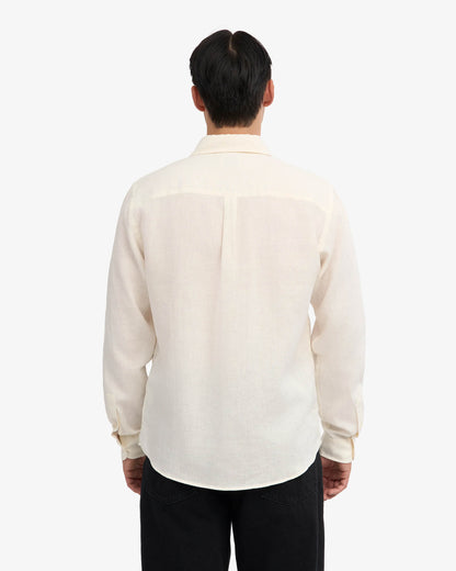 Colorful Standard Mens Long Sleeve Linen Shirt - Ivory White