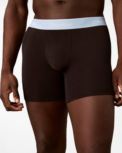 Calvin Klein 3 Pack Icon Cotton Stretch Mens Boxer Briefs - Black/Rio Red/Forget Me Not