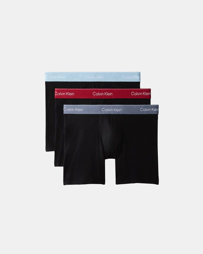 Calvin Klein 3 Pack Icon Cotton Stretch Mens Boxer Briefs - Black/Rio Red/Forget Me Not