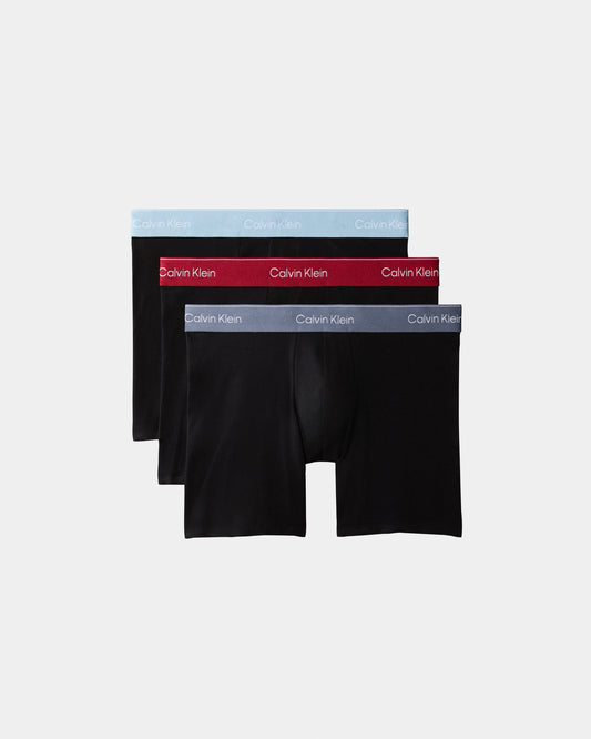Calvin Klein 3 Pack Icon Cotton Stretch Mens Boxer Briefs - Black/Rio Red/Forget Me Not | CHO | Designer Mens Underwear