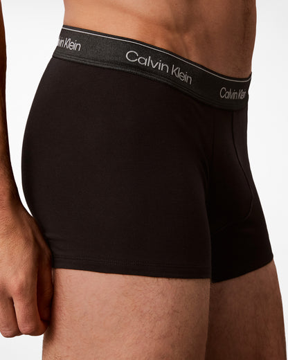 Calvin Klein 3-Pack Icon Cotton Stretch Mens Trunks - Black/Goji Berry/Black