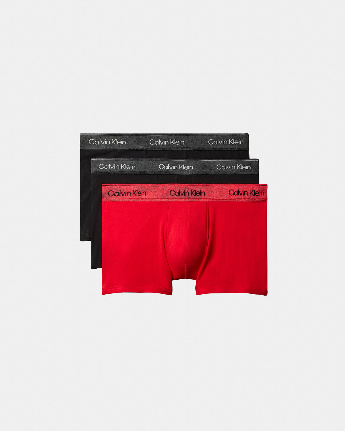 Calvin Klein 3-Pack Icon Cotton Stretch Mens Trunks - Black/Goji Berry/Black