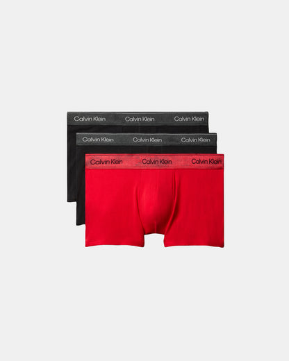 Calvin Klein 3-Pack Icon Cotton Stretch Mens Trunks - Black/Goji Berry/Black