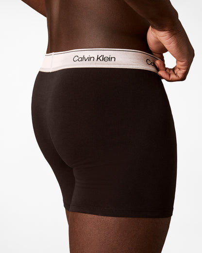 Calvin Klein 3 Pack Icon Cotton Stretch Mens Boxer Briefs - Black/Silver Haze