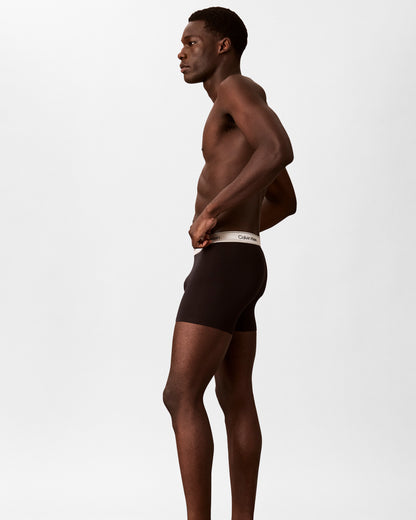 Calvin Klein 3 Pack Icon Cotton Stretch Mens Boxer Briefs - Black/Silver Haze