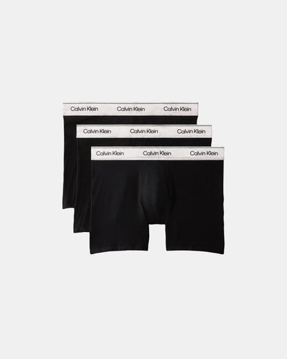 Calvin Klein 3 Pack Icon Cotton Stretch Mens Boxer Briefs - Black/Silver Haze