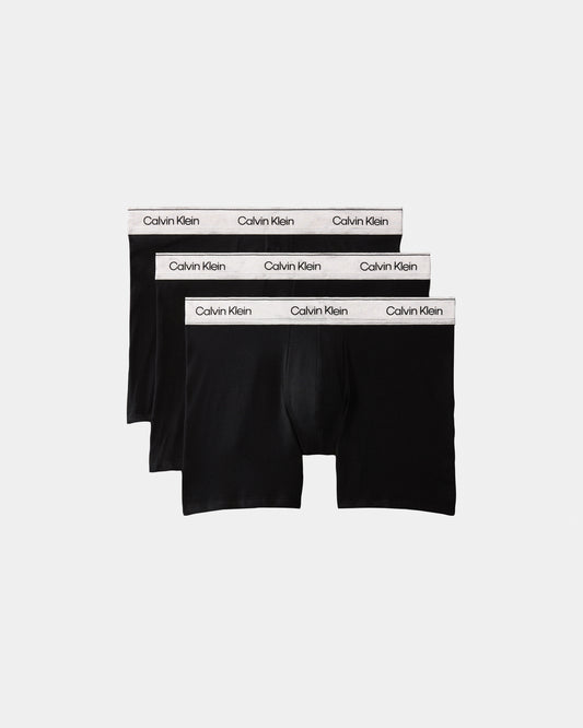 Calvin Klein 3 Pack Icon Cotton Stretch Mens Boxer Briefs - Black/Silver Haze | CHO | Designer Mens Underwear