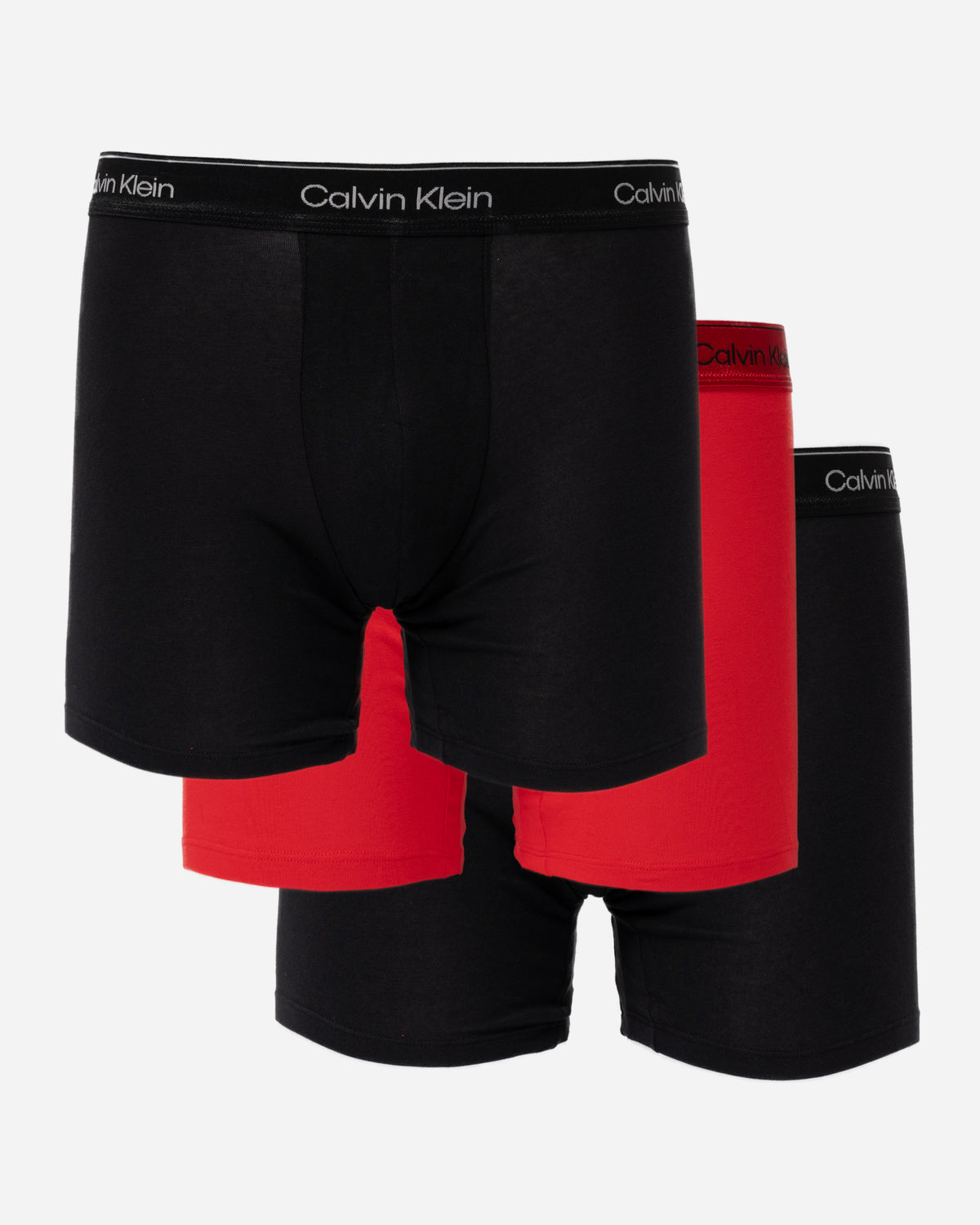 Calvin Klein 3-Pack Mens Icon Stretch Metallic Boxer Briefs - Black/Goji Berry/Black