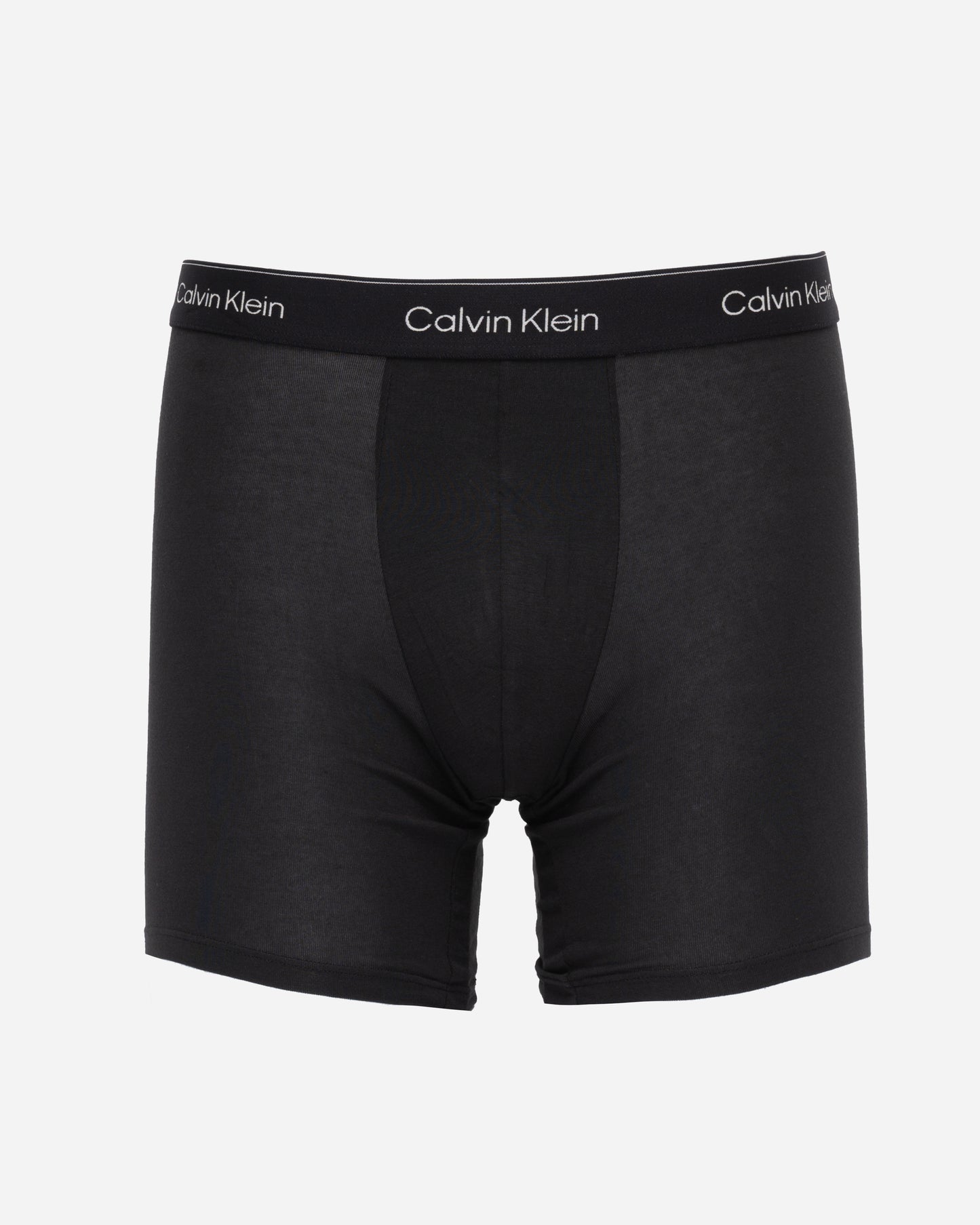 individual studio shot of Calvin Klein 3 Pack Icon Cotton Stretch Mens Boxer Briefs in Black with Chalk Logo