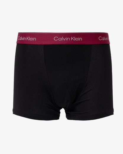 Calvin Klein 3 Pack Icon Cotton Stretch Mens Relaxed Fit Trunks - red waisteband