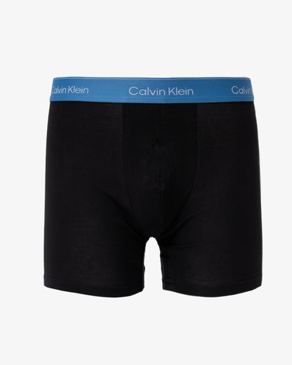 Calvin Klein 3 Pack Mens Boxer Briefs - Black Bodies W/ Poseidon Blue/Plein