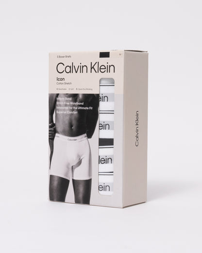 packaging for Calvin Klein 5 Pack Icon Cotton Stretch Mens Boxer Briefs - Black