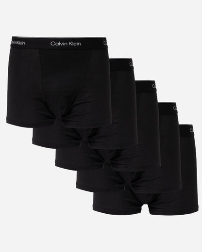 Calvin Klein 5 Pack Icon Cotton Stretch Mens Relaxed Fit Trunks - Black