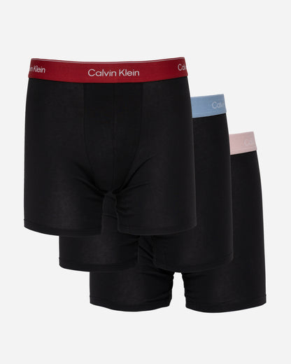 Calvin Klein 3 Pack Icon Cotton Stretch Mens Boxer Briefs - Black Bodies w/ Fall Berry/Frozen F