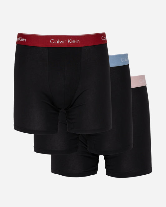 Calvin Klein 3 Pack Icon Cotton Stretch Mens Boxer Briefs - Black Bodies w/ Fall Berry/Frozen F