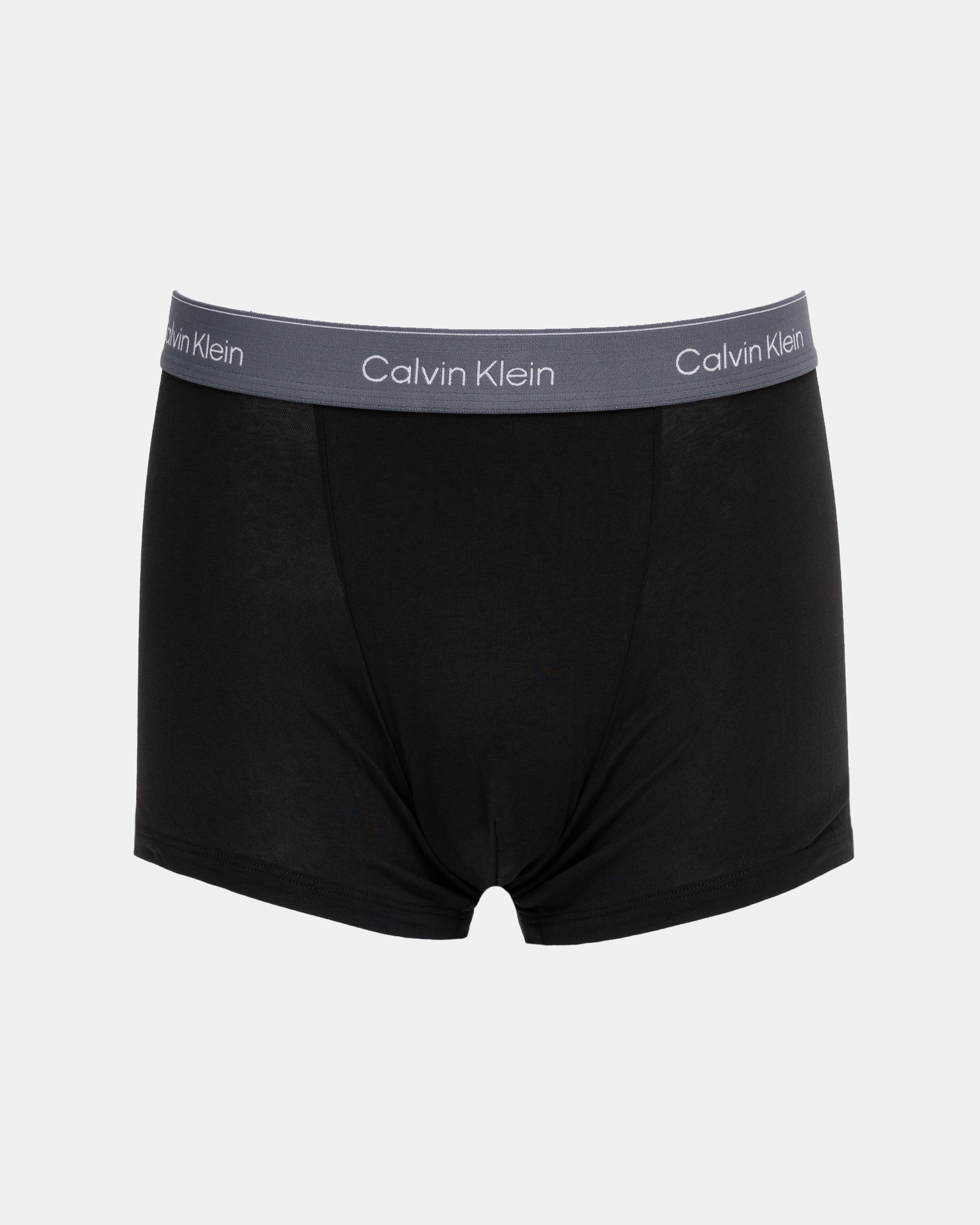 Black Calvin Klein boxer briefs on a white background