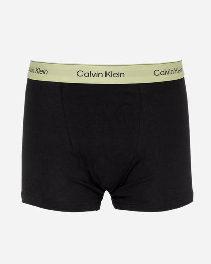Calvin Klein 3 Pack Mens Relaxed Dart Trunk - White  Beau Blue  Leafy Fun