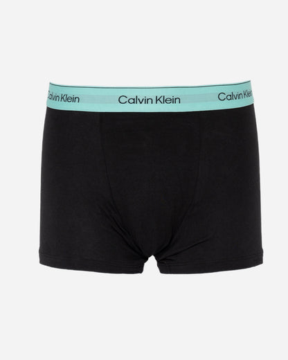 Calvin Klein 3 Pack Mens Relaxed Dart Trunk - White  Beau Blue  Leafy Fun