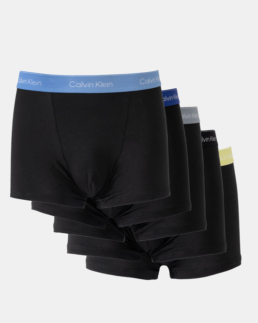 Calvin Klein 5 Pack Icon Cotton Stretch Mens Relaxed Fit Trunks - Grey/Green/Blue/Light Blue/Black | CHO | Designer Mens Underwear