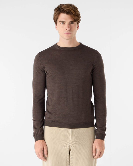 Oliver Sweeney Camber Mens Crew Neck Jumper - Chocolate Marl