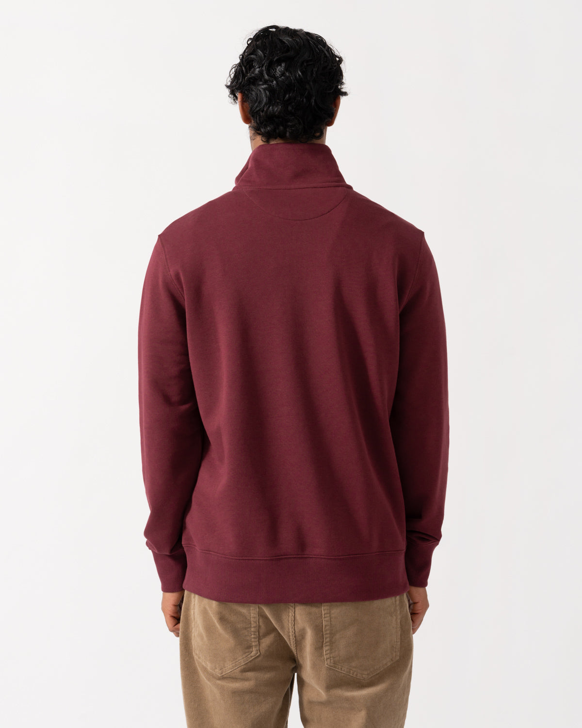 Back of the GANT Mens Regular Fit Shield Logo Half Zip Sweatshirt - 676 Deep Grape Wine