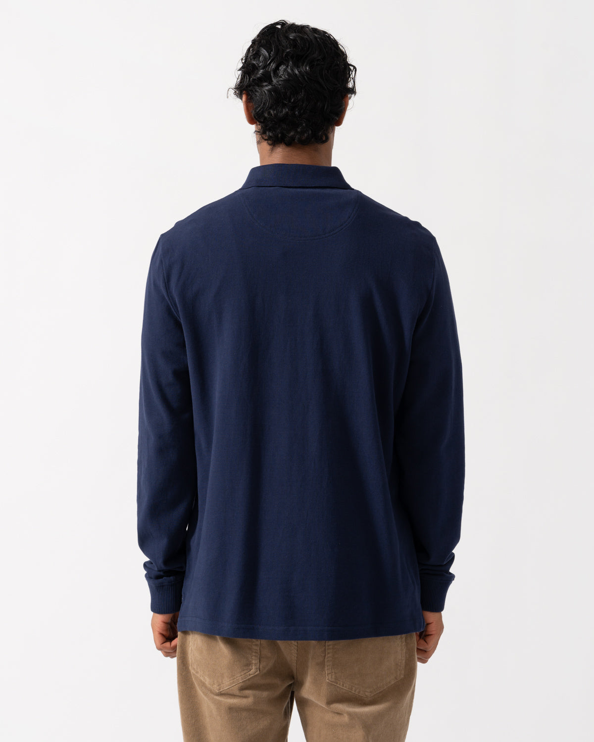 Back of the Joules Woody Mens Long Sleeve Polo Shirt - Navy