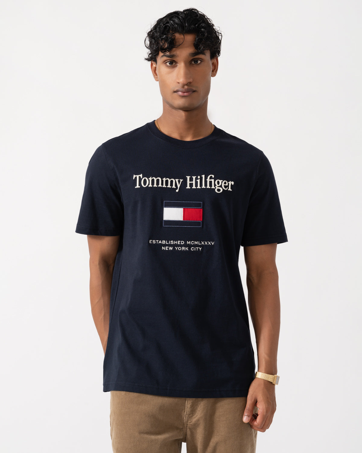 Tommy Hilfiger Embroidery Hilfiger Flag T-Shirt - Navy Blue