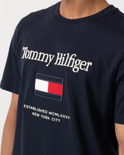 Tommy Hilfiger Embroidery Hilfiger Flag T-Shirt - Navy Blue