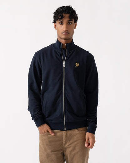Front of the Belstaff Mens Logo Full Zip Sweatshirt - Dark Ink