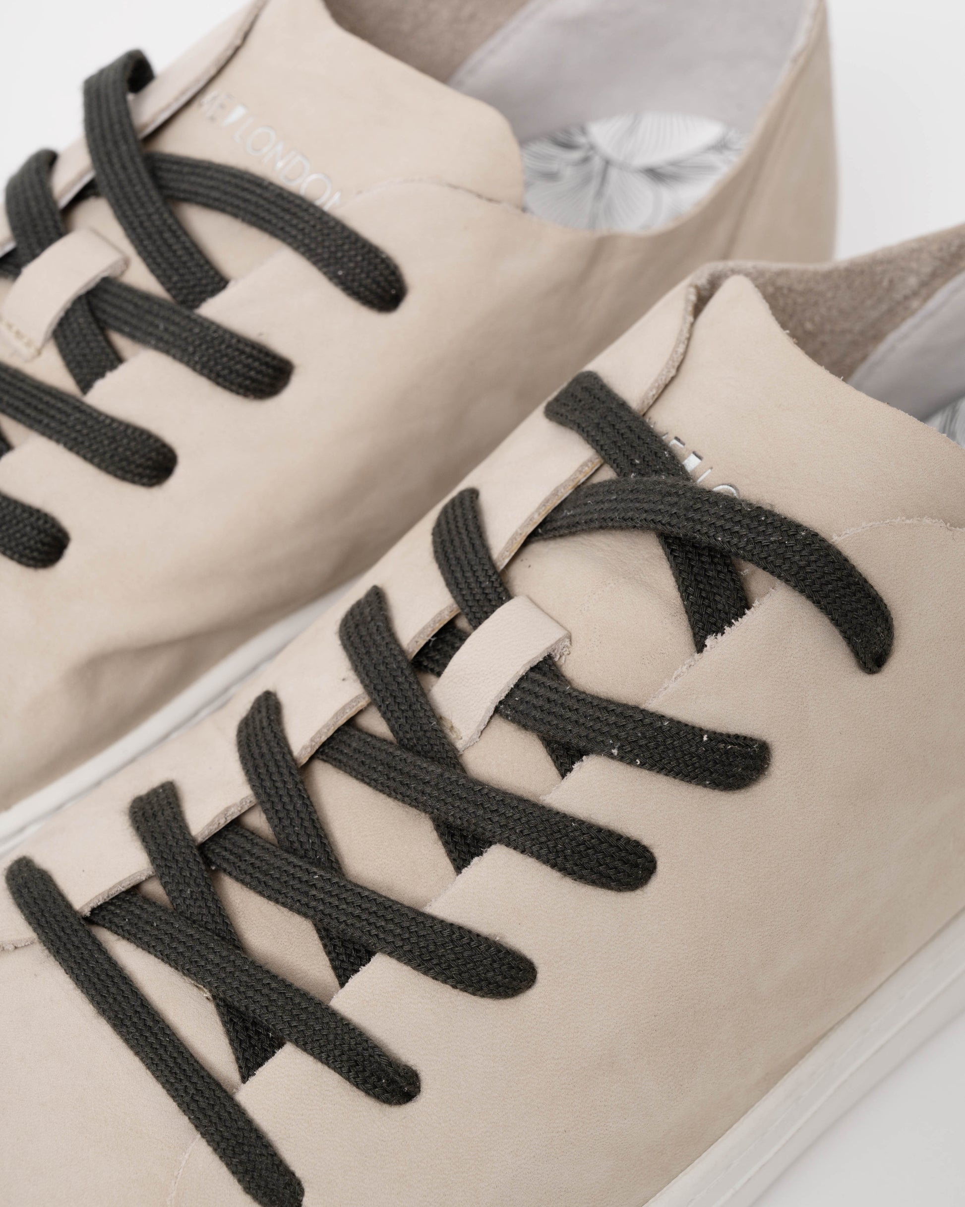 Crime London Raw Lo Mens Trainer in Suede Cream laces
