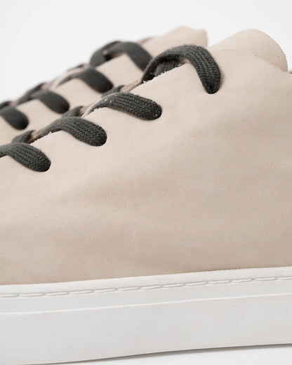 Crime London Raw Lo Mens Trainer in Suede Cream detail
