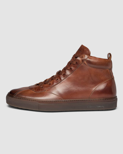 Oliver Sweeney Defeza Mens Calf Leather Retro Hi-Tops - Dark Tan