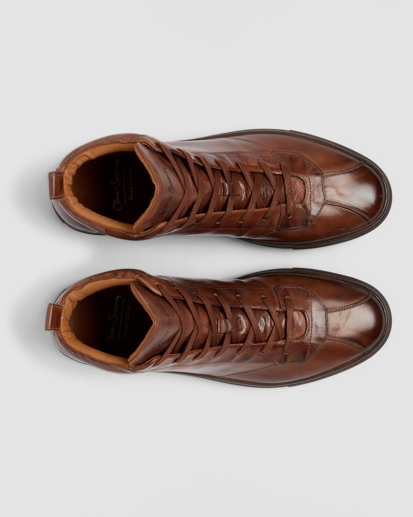Oliver Sweeney Defeza Mens Calf Leather Retro Hi-Tops - Dark Tan